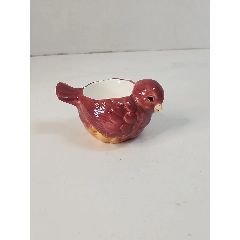 Vintage Dept 56 Red Bird Votive Tealight Candle Holder Ceramic Christmas (Read)